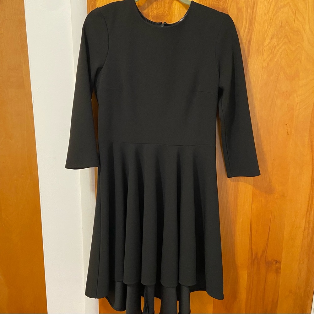 Express a-line high-low ponte long sleeve dress